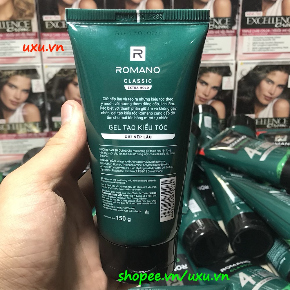 Gel Tạo Kiểu Tóc 150G Romano Classic Giữ Nếp Lâu Làm Mềm Tóc, Với uxu.vn Tất Cả Là Chính Hãng.