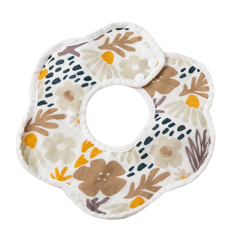 Yếm Ăn Cotton Phủ Lông Chồn Mềm Mại Thoáng Khí Xoay 360 Độ In Họa Tiết Hoạt Hình Dễ Thương Cho Bé
