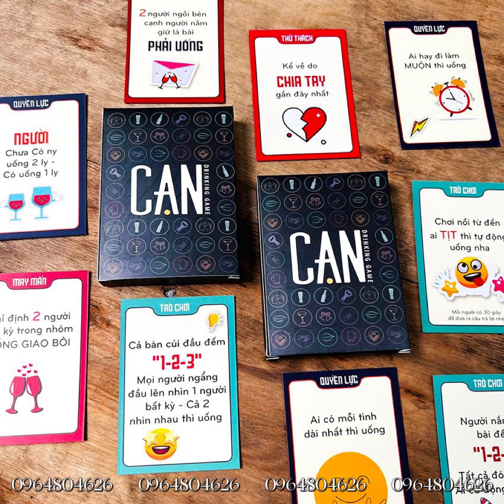 Bộ bài drinking game NỐC cạn ly thẻ bài nốc out tổng hợp 50 lá bài cho nhóm bùng nổ cuộc vui