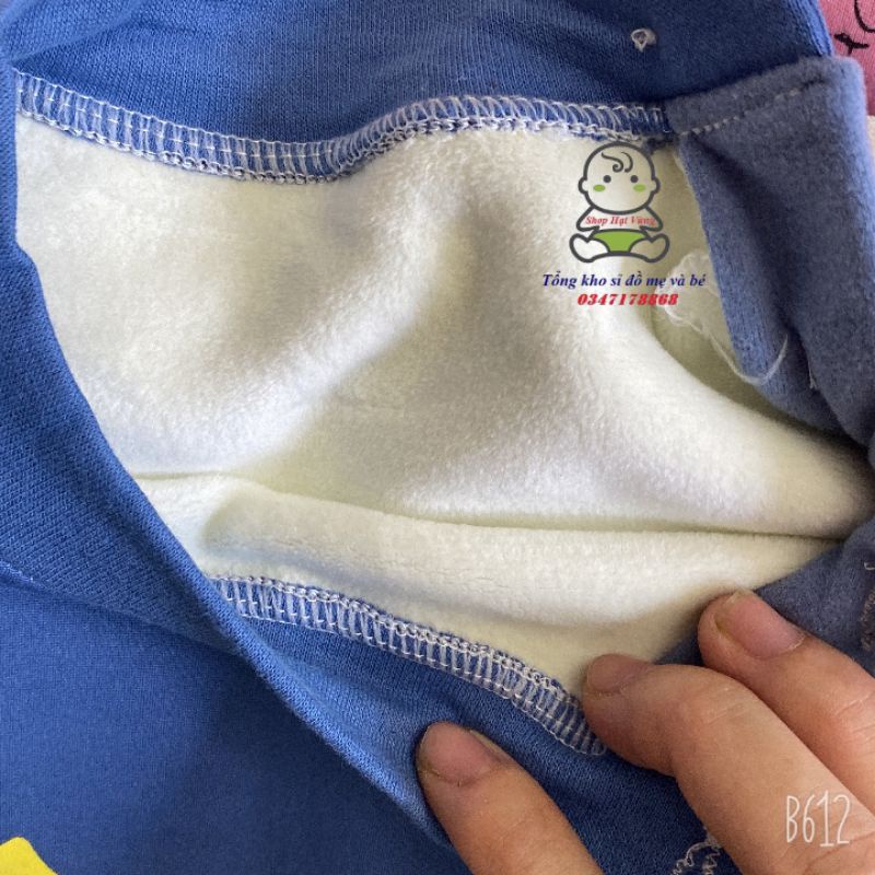 Bộ nỉ lót lông nhung quảng châu xuất Hàn cao cấp  dày mịn  cho bé 9- 23kg