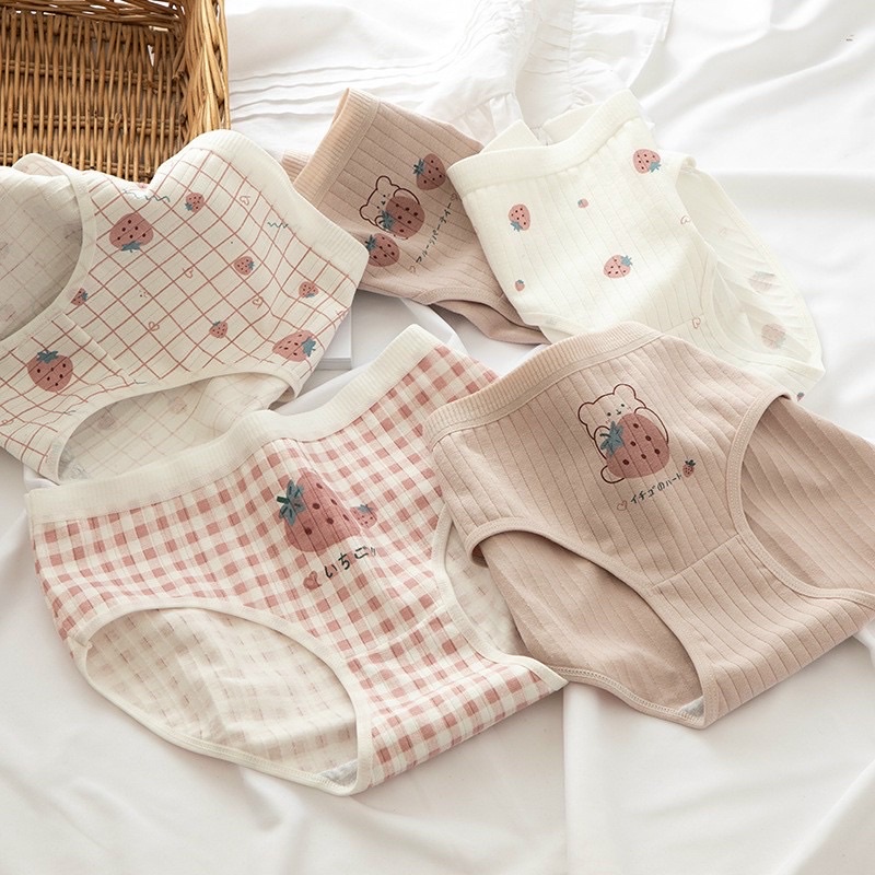 QUẦN LÓT COTTON DÂU TĂM HỒNG MS716