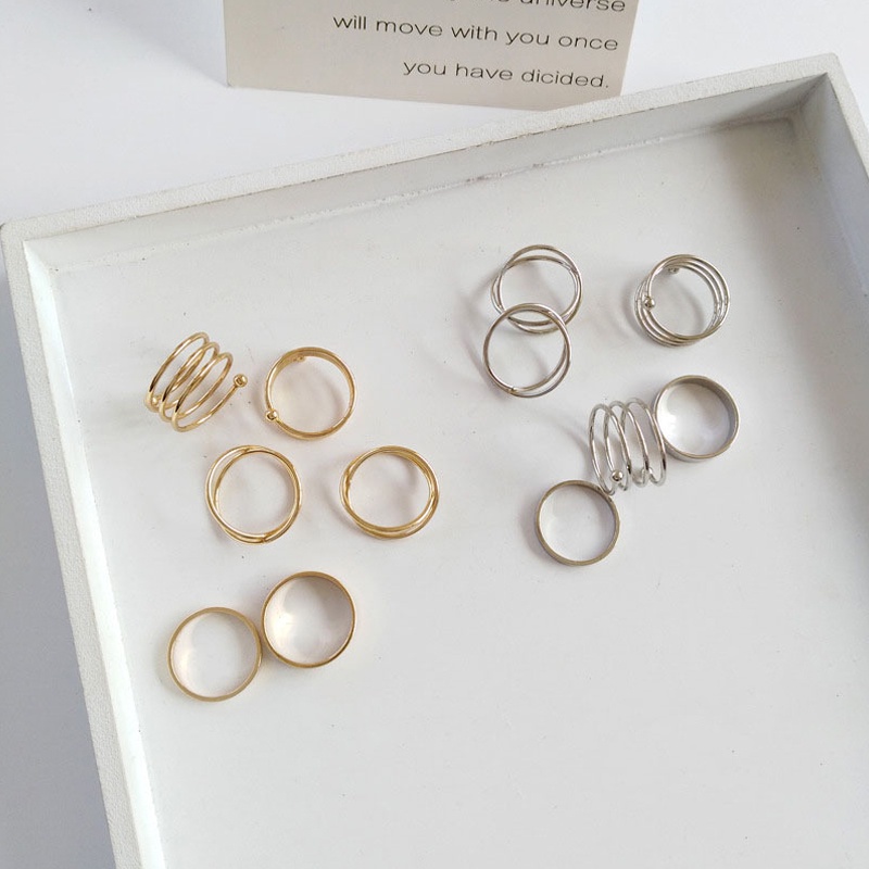 Set 6 Nhẫn Đeo Ngón Tay Phong Cách Cổ Điển Thanh Lịch Dành Cho Nữ