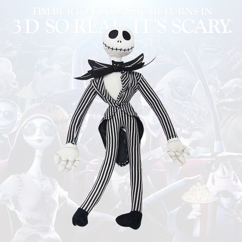 Búp Bê Nhồi Bông Hình Đầu Lâu Đen 50CM Trong Phim The Nightmare Before Christmas Jack Skellington Sally