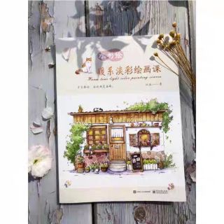 Tập tranh màu nước kí họa khung cảnh dễ thương