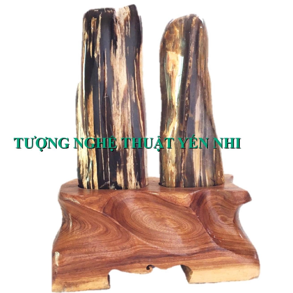 Trụ gỗ hóa thạch phu thê 28cm-2,8kg