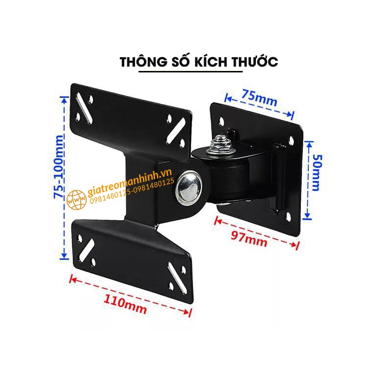 Giá Treo Màn Hình 17 - 27  Model F01 / Lắp Đặt Treo Tường - Xoay Màn 180 Độ