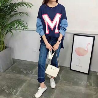 Áo Tay Dài Raglan Phối Denim