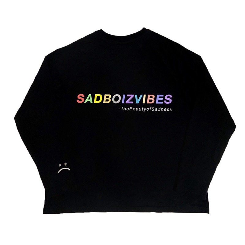 Áo thun dài tay xuông Sadboizvibes 7 màu  ulzang nam nữ oversize hai màu đen trắng