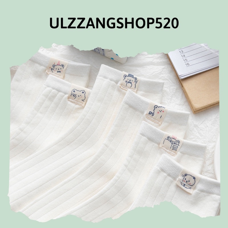 T03 Tất gấu màu trắng cao cổ hình gấu dễ thương Ulzzangshop520