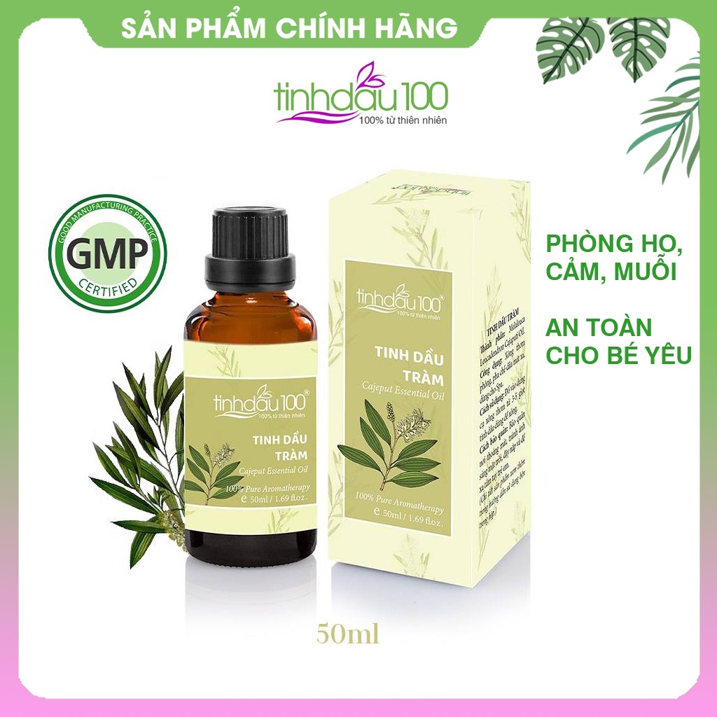 Tinh dầu tràm gió nguyên chất Tinh Dầu 100 xông hơi, thoa, tắm cho bé tránh gió, phòng cảm, muỗi đốt lọ 50ml