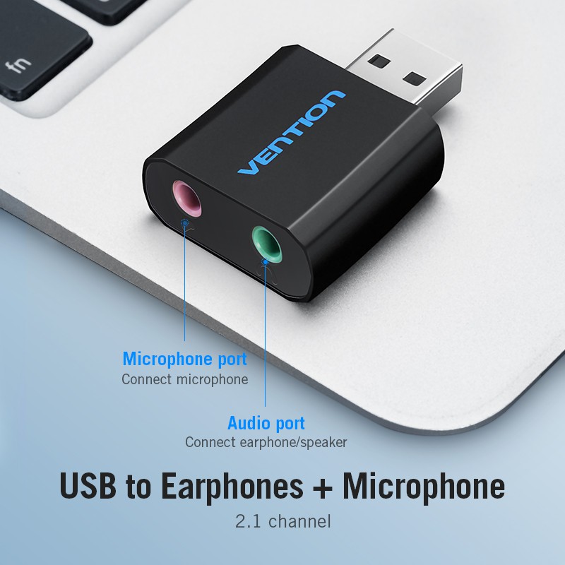 Đầu chuyển cổng kết nối Vention giao diện USB sang 2 giắc âm thanh cho máy tính