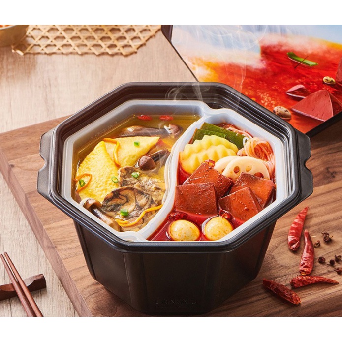 Lẩu tự sôi  2 ngăn - cơm canh tự sôi