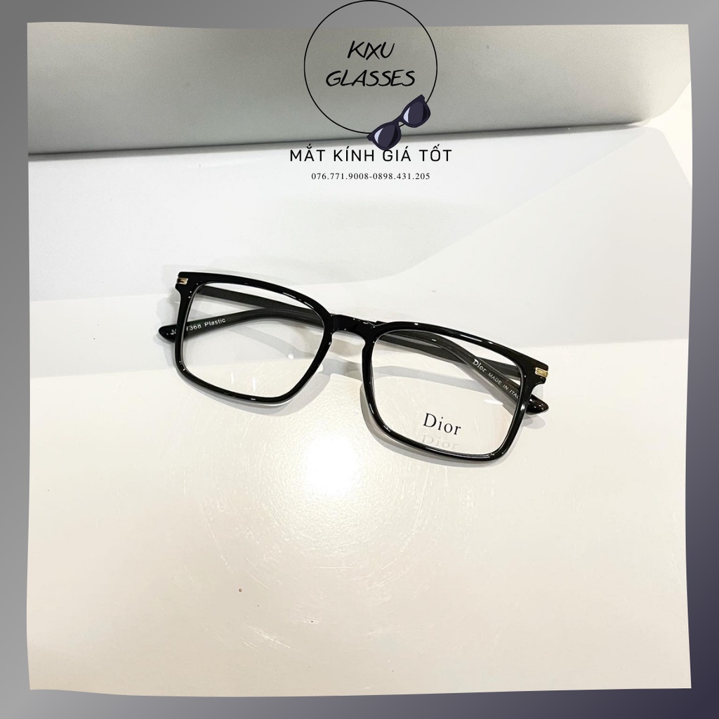 Gọng kính cận nam nữ màu đen Di.or, trẻ trung. Tròng kính giả cận 0 độ, chống tia UV Kixu.Glasses