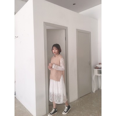 [ODER] [Ảnh Feaback phía sau] Set gile len váy trắng ren ulzzang cực xinh | BigBuy360 - bigbuy360.vn