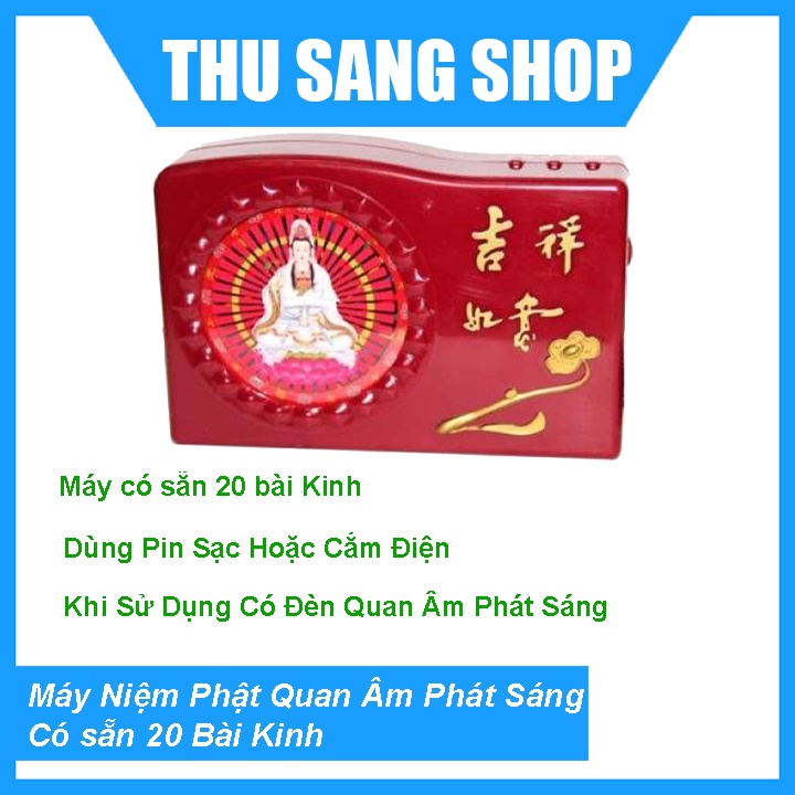 Máy niệm Phật Quan Âm, Tụng Kinh có sẵn 20 Bài Kinh  có hào quang hình