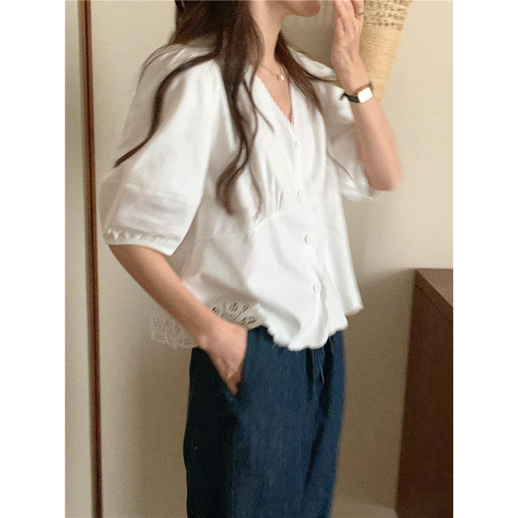 Áo Cardigan Cotton Lanh Cao Cấp Ngắn Tay Thêu Hoa Phong Cách Hàn Quốc 2 Màu 53922