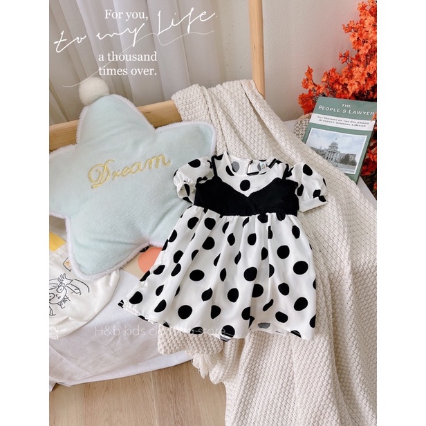 Váy chấm bi đũi lụa cho bé gái