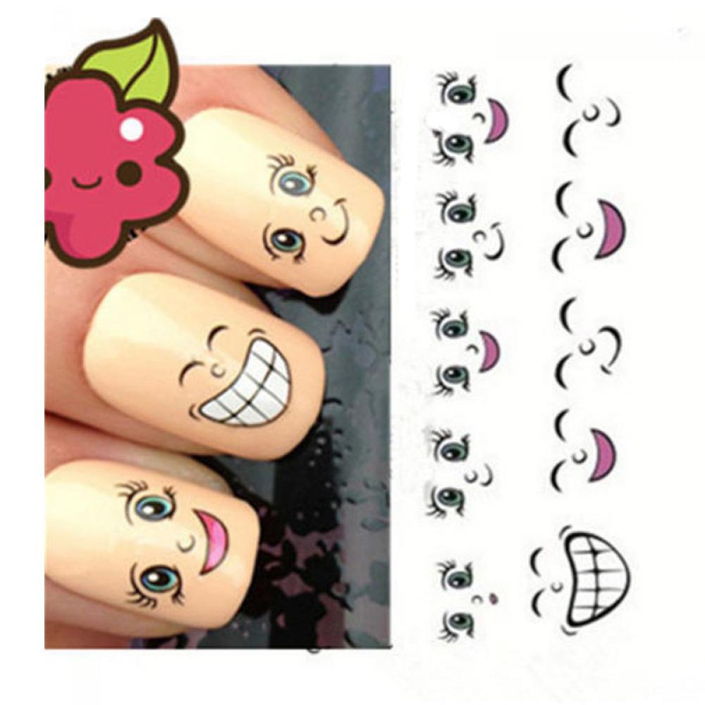 Nhãn dán trang trí móng tay hình mặt cười hoạt hình