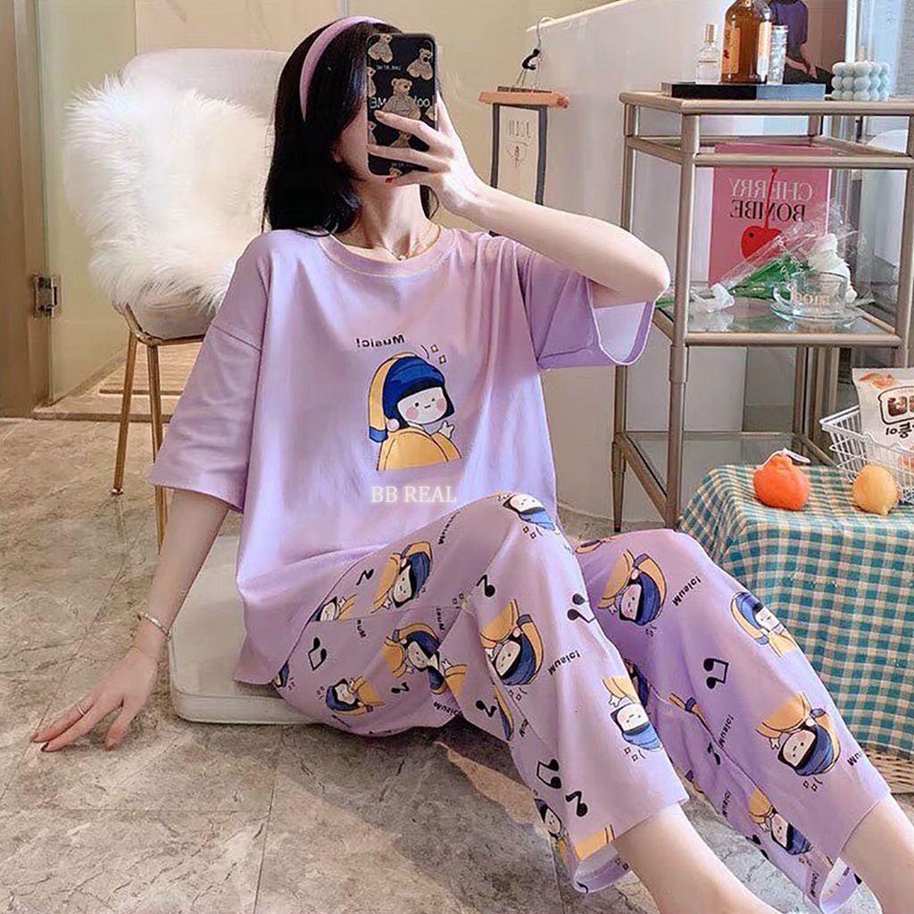 Đồ Bộ Mặc ở Nhà Bộ Đồ Ngủ Nữ Quần Dài Pijama Thun Lạnh Đẹp [CODE 5-8] Freesize Từ 45-60Kg - BB REAL