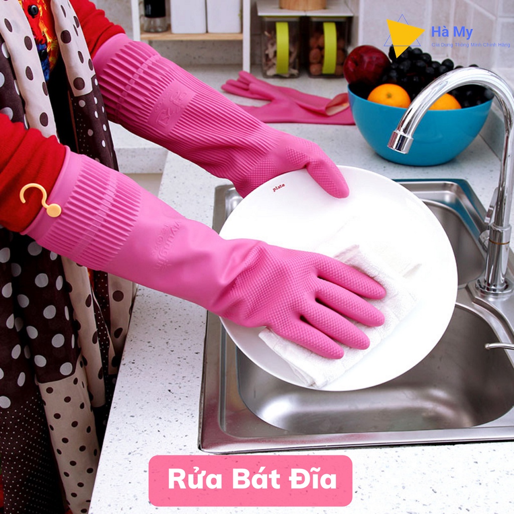 Găng Tay Gia Dụng Scotch Brite Chống Trơn Trượt,Có Móc Treo Chính Hãng 3M,Dài 36cm-Giúp Vệ Sinh Cửa,Giặt Quần Áo