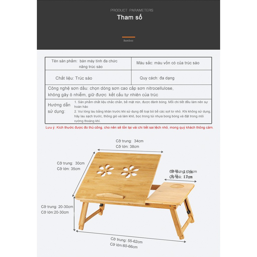 Bàn Laptop đa năng bằng trúc sào - Thân thiện với môi trường - Home and Garden