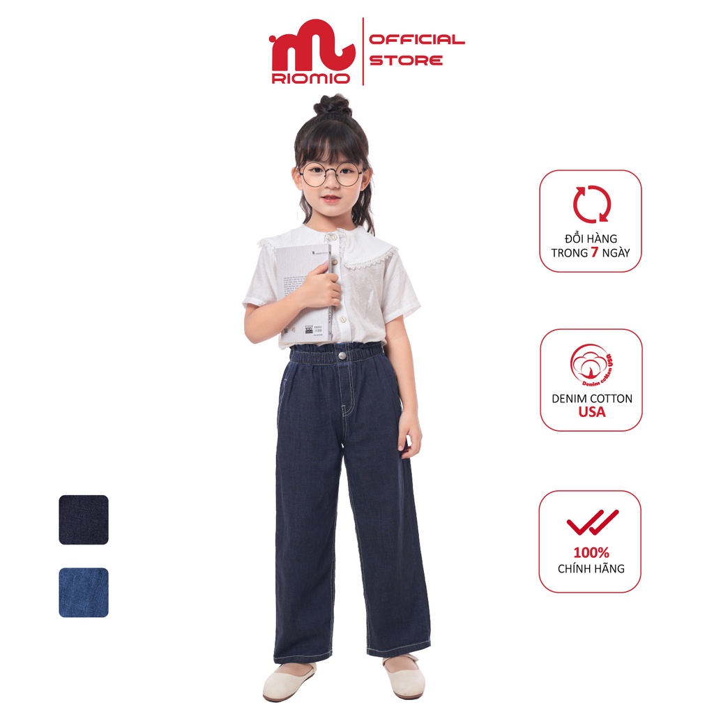 Quần jean cho bé gái ống rộng đi học đi chơi RIOMIO size 18-40kg 100% cotton jean USA - RO226