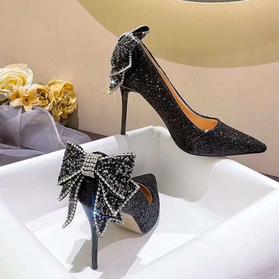 COD giày cao gót trắng cô dâu giày cao gót trắng 7p guốc cao gót quai mảnh cao gót 9p quai mảnh Giày Cưới Cao Gót Hai Cách Mang Đính Kim Cương Pha Lê Phong