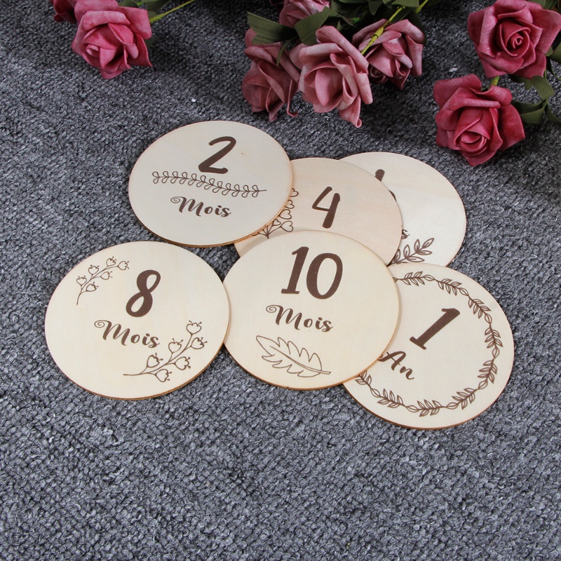Set 6 Tấm Thẻ Ghi Chú Đánh Dấu Cột Mốc Phát Triển Theo Tháng Làm Phụ Kiện Chụp Ảnh Cho Bé Sơ Sinh