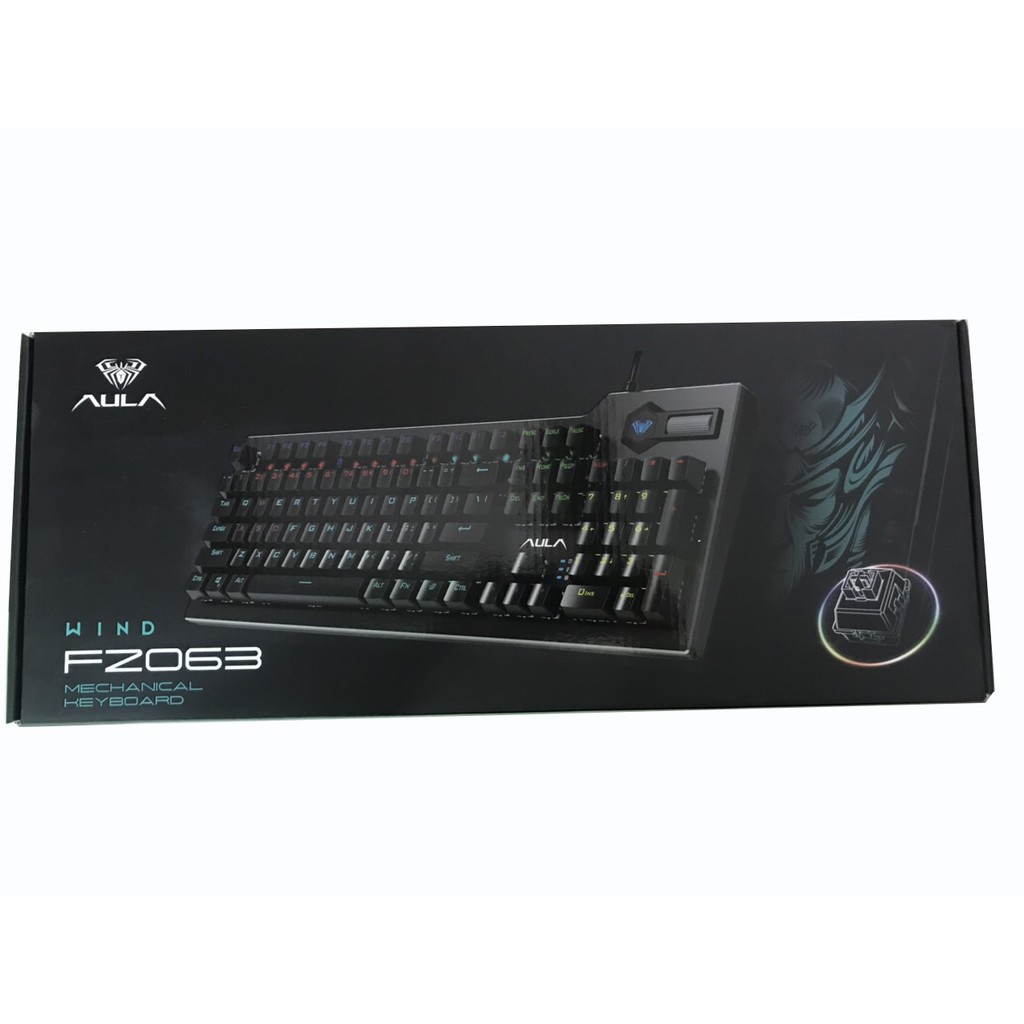 Bàn phím cơ AULA màu đen đèn led RGB, hơn 20 chế độ led F2063, cổng USB 2.0 bàn phím cơ switch xanh hàng chính hãng