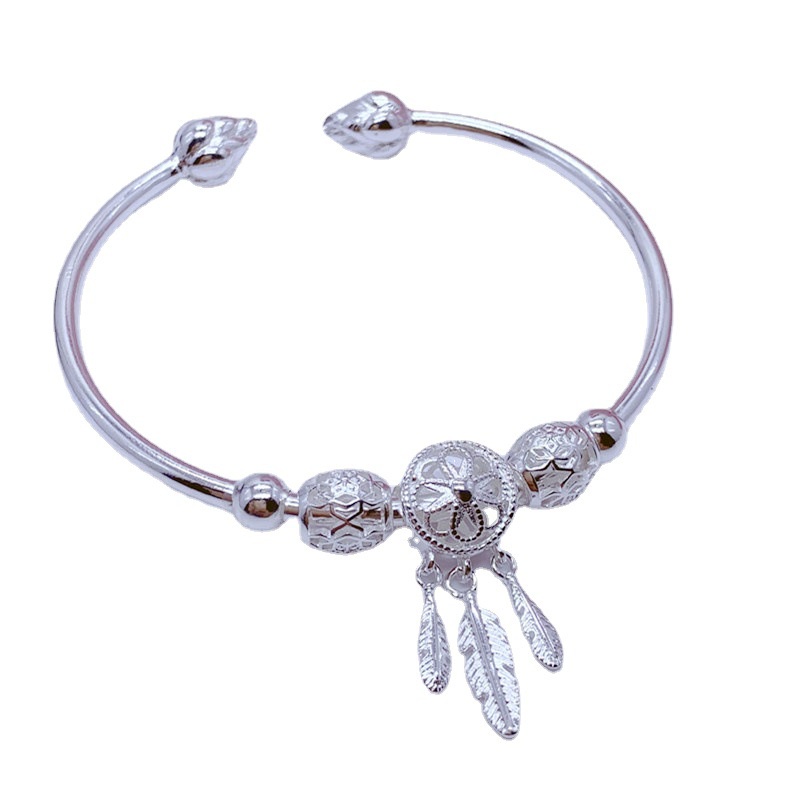Vòng đeo tay hở RINHOO FRIENDSHIP mạ bạc 925 hình dreamcatcher/ lông vũ/ hoa sen chống thấm nước thời trang dành cho nữ