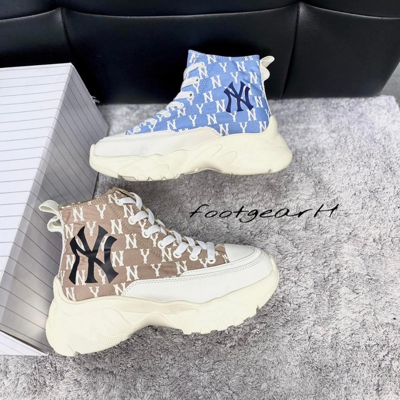 Giày MLB Chunky Đế Cao Monogram nâu/xanh