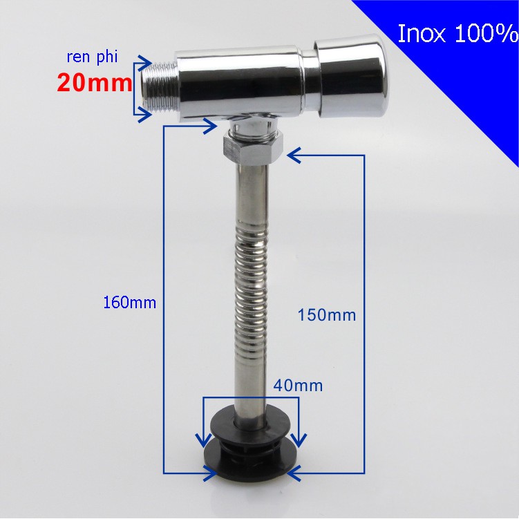 Van xả nước bồn tiểu nam inox 100% nút nhấn