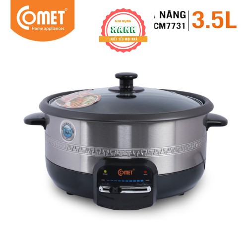 Nồi lẩu điện Comet CM7731 3.5 Lít, nồi nấu lẩu chính hãng giá rẻ tiện dụng bảo hành 12 tháng