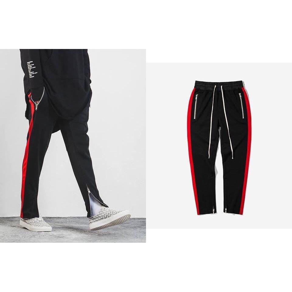 Quần Track Pants 1 sọc khóa Zip có dây Drawstrings dài  Unisex Ulzzang 5theway