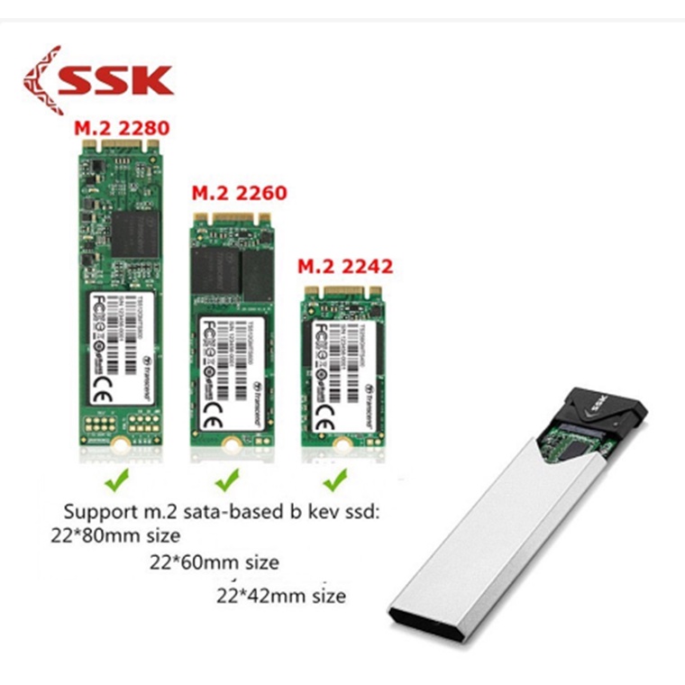 Box chuyển SSD M2 Sata sang ổ cứng di động - SSK SHE-C320 chuẩn USB 3.0 - 5Gbps M.2- Hàng Chính Hãng Bảo Hành 6 Tháng