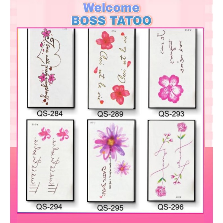 [Sale] Hình xăm dán mini dòng chữ hoa (10x6cm). Boss tatoo tạm thời