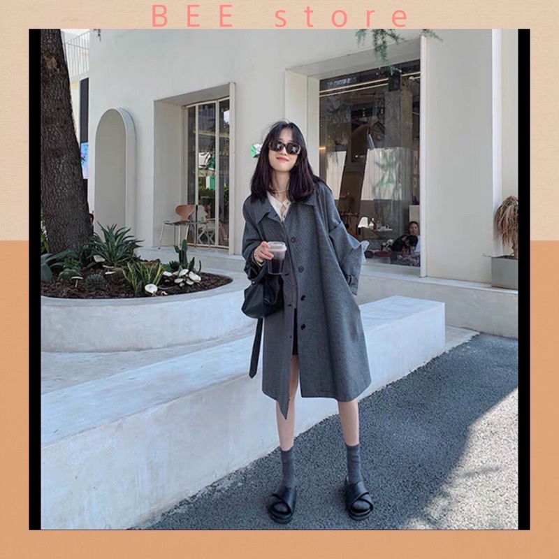 Áo mangto đơn giản màu lông chuột lạ mắt