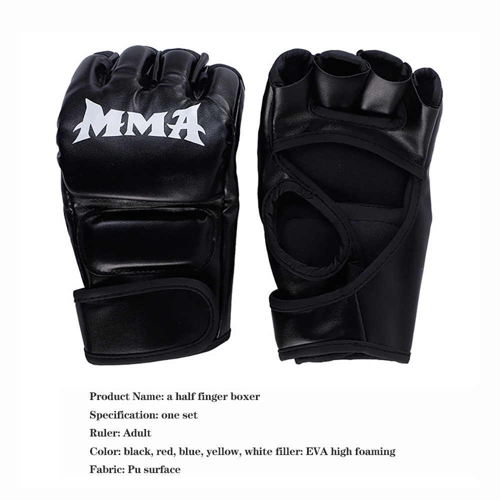 Găng Tay Hở Ngón 2022 Cho Người Tập Boxing Găng tay boxing nửa ngón tay MMA quyền anh bao UFC tán thủ dày hơn găng tay người lớn đánh bao cát bao cát chiến đấu võ mồm