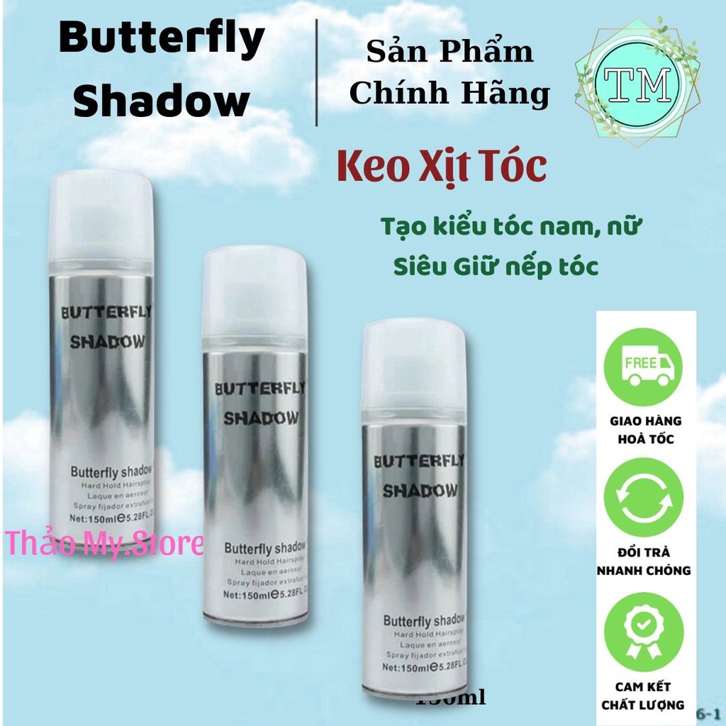 Gôm Xịt Tóc, Keo Xịt Tóc Butterfly Shadow (Keo Bạc) - Chính Hãng Loại1- 150ml