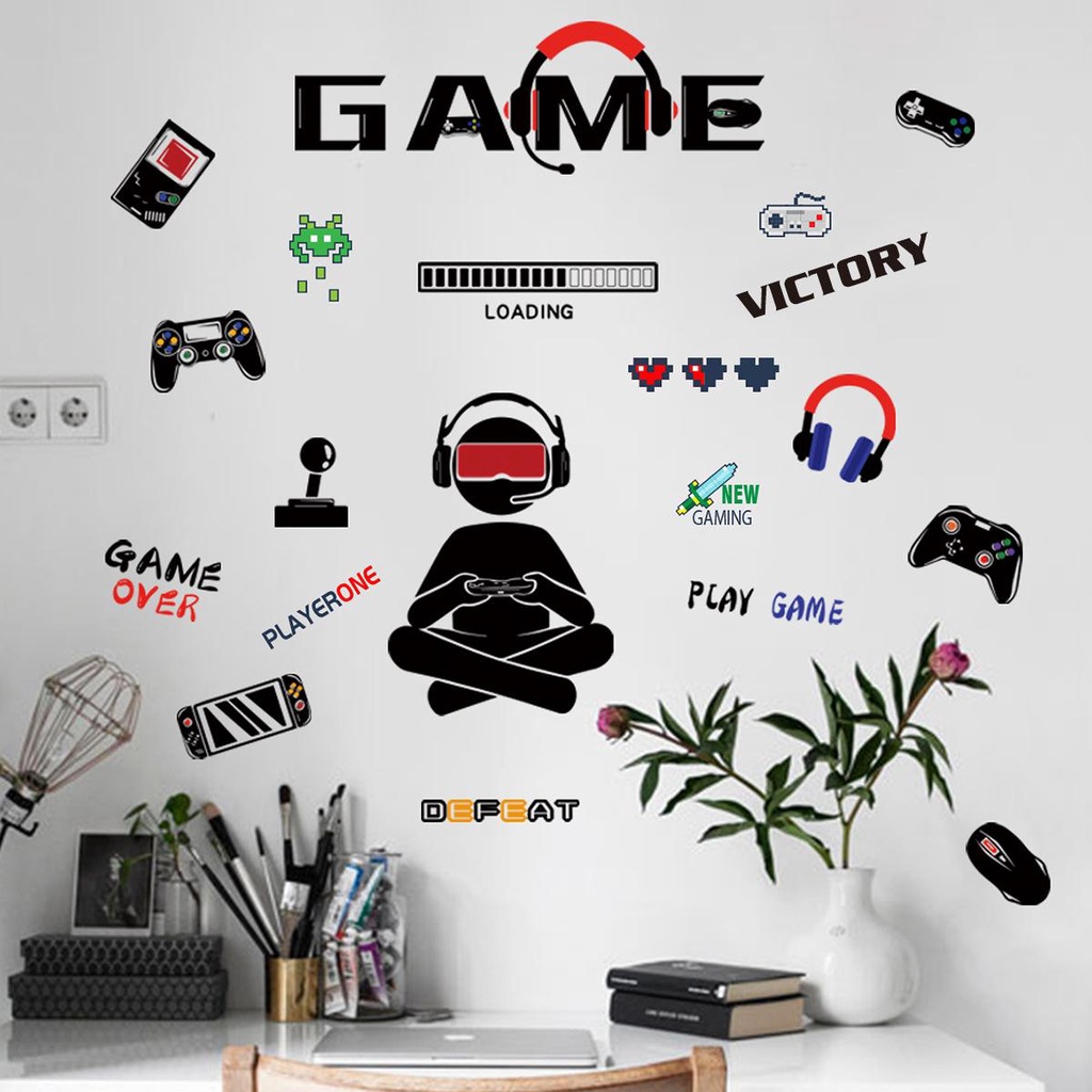 DIACHAVN Miếng Dán Tường Trang Trí Bằng PVC In Chữ Gamer Nghệ Thuật DIY Dành Cho Phòng Ngủ Bé Trai