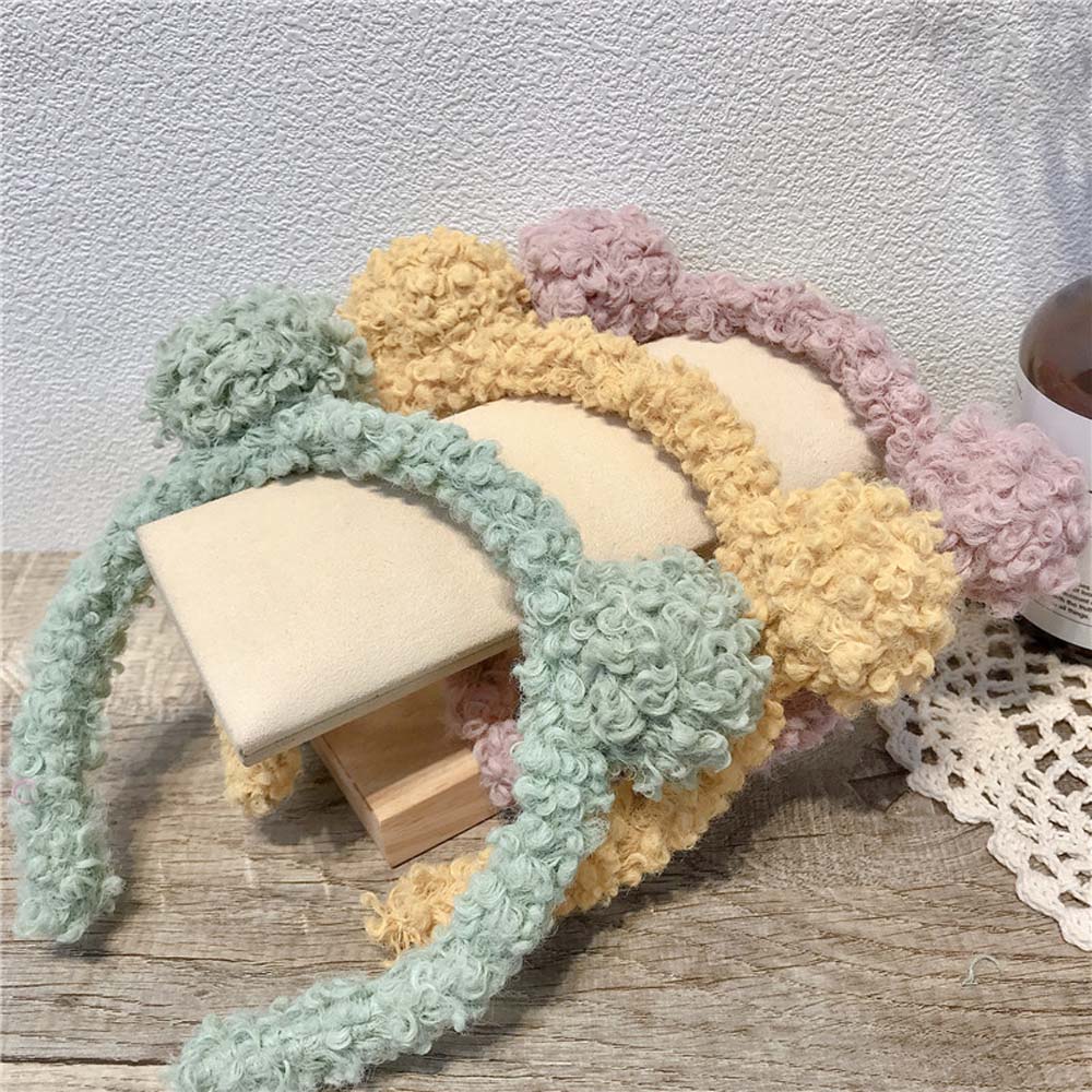 Băng Đô Cài Tóc Phối Vải Lông Cừu Thời Trang Cho Nữ