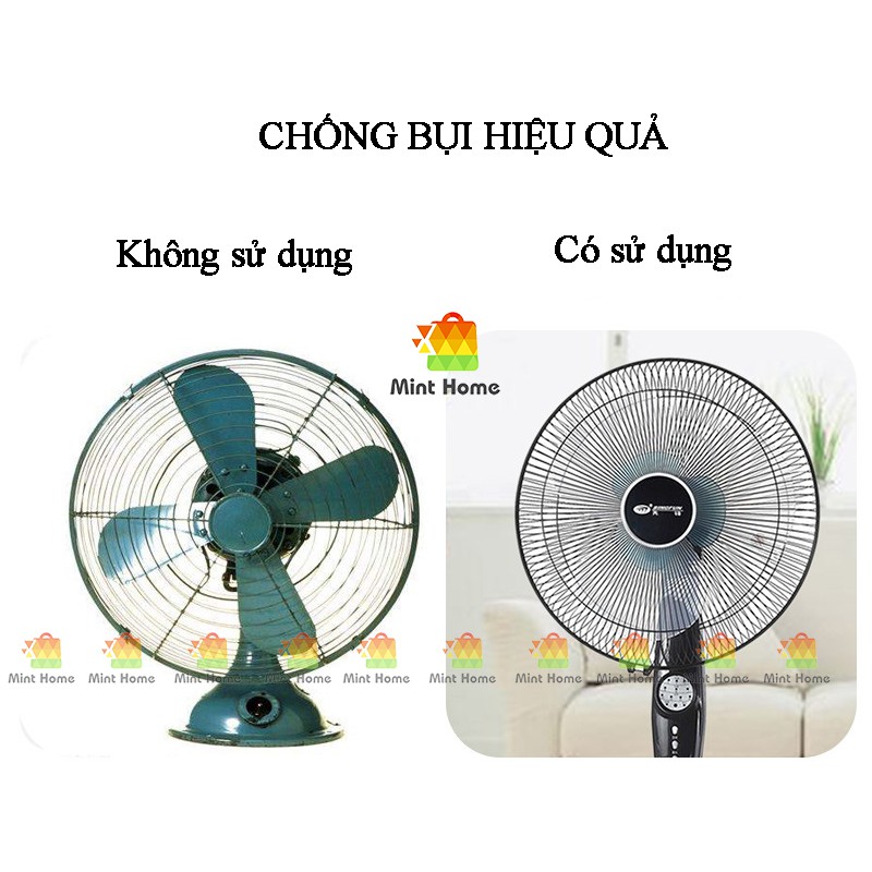 Lưới vải bọc lồng quạt máy có khóa dây rút an toàn cho bé ngăn bụi bẩn họa tiết hoạt hình thú dễ thương