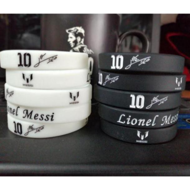 Vòng đeo tay cao su Messi đen và trắng thumbnail