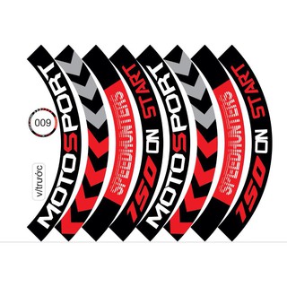 Tem trùm dán vành MOTO SPORT 16 miếng full 2 bánh xe