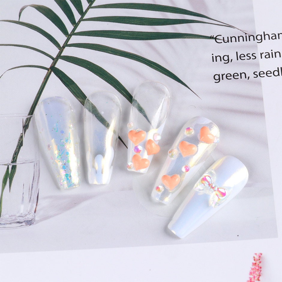 Hộp phụ kiện trang trí móng tay STZPRONAIL hình trái tim 3D màu trắng bằng nhựa resin cao cấp