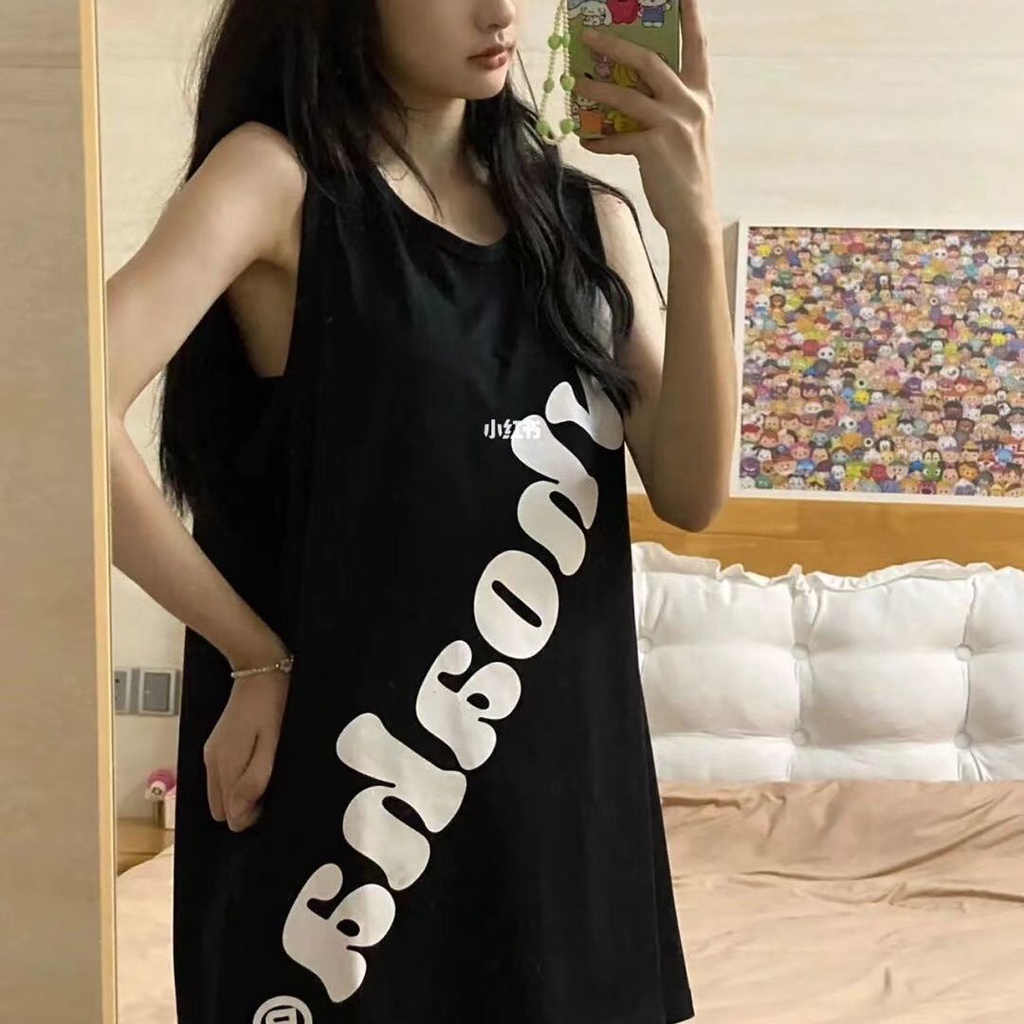 Jiashucheng Áo Ba Lỗ Thể Thao Dáng Rộng In Chữ Phong Cách Hip Hop Mỹ Thời Trang Cho Cặp Đôi