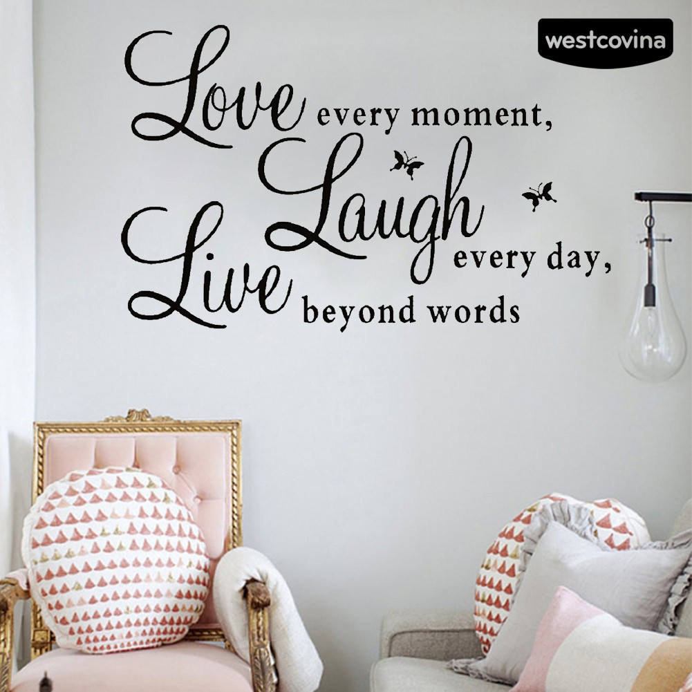 Miếng dán tường họa tiết chữ Love và bướm truyền cảm hứng trang trí cho nhà
