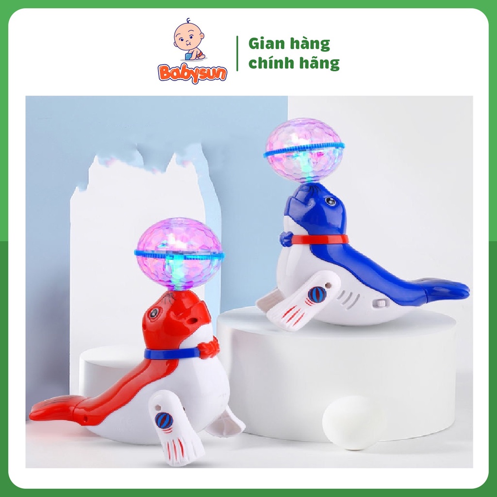 Đồ Chơi Hải Cẩu Xoay Bóng Phát Nhạc Có Đèn Cực Dễ Thương- Tặng Pin