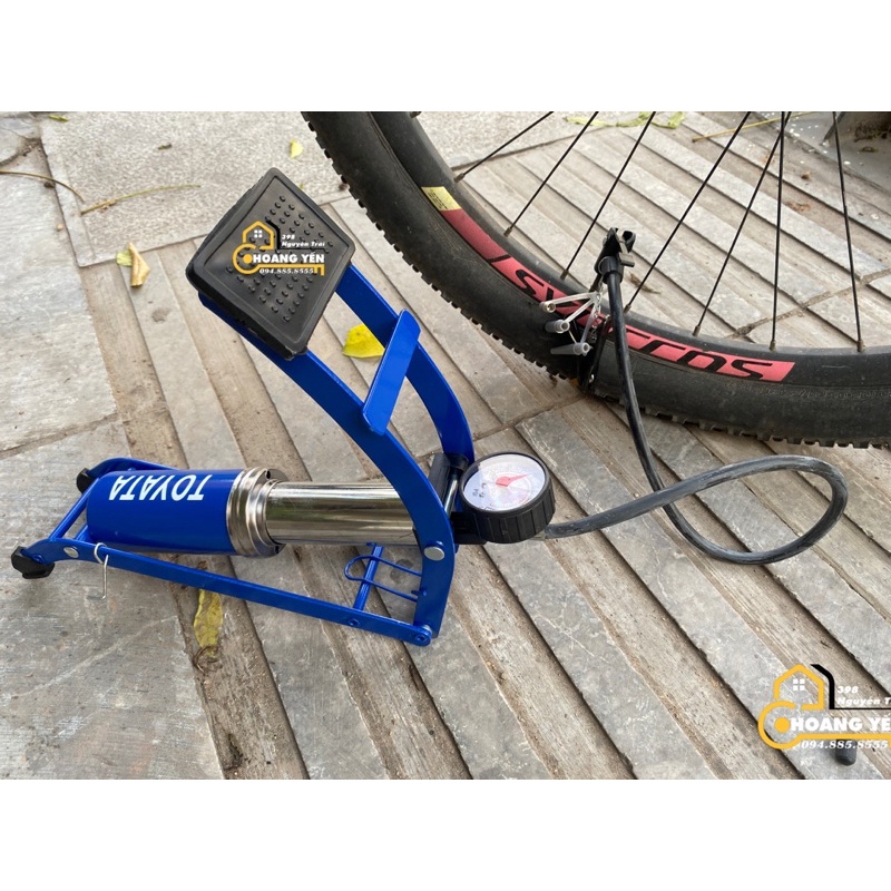Bơm xe đạp đậm chân Toyata, Bơm xe máy đạp chân 1 ống