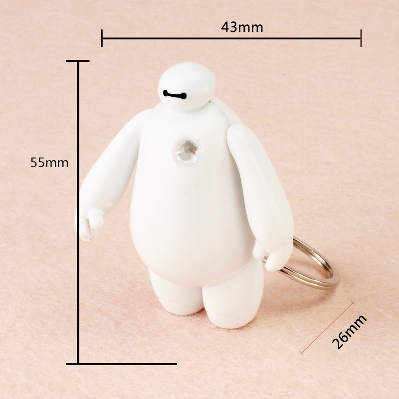Móc khóa hình nhân vật hoạt họa Baymax trong Big Hero 6 có đèn LED đáng yêu
